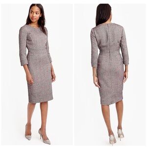 J. Crew Tweed Midi Dress in Gray with Pink Speckle